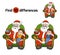 Find differences game: Santa Claus gives a gift a little boy