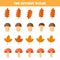 Find different mushroom and leaf in each row,