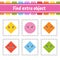 Find extra object. Educational activity worksheet for kids and toddlers. Game for children. Happy characters. Simple flat color