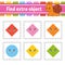 Find extra object. Educational activity worksheet for kids and toddlers. Game for children. Happy characters. Simple flat isolated
