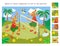 Find the hidden fragments. Educational game puzzle for kids. Cute kangaroos playing volleyball. Sports for children