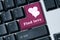 Find love Keyboard pink button with heart shape