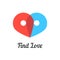Find love mark with transparent pins