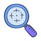 Find magnifier search discover invention found single isolated icon with doodle colorfull color style