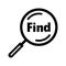 Find, magnifying glass, black search icon