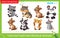 Find and mark two identical animals. Puzzle for kids. Matching game, education game for children. Color images of little animals.