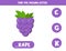 Find missing letter. Cartoon grape. Educational game.