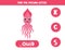 Find missing letter with cute cartoon squid. Spelling worksheet