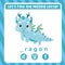 Find the missing letter of cute and kawaii baby dragon worksheet for kids learning vocabulary in English