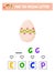 Find the missing letter. Easter eggs. educational sheet for children