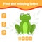 Find the missing letter. Educational spelling game for kids