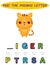 Find missing letter.kawaii tiger. Educational spelling game for kids.Education puzzle for children find missing letter