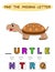 Find missing letter. kawaii turtle. Educational spelling game for kids.Education puzzle for children find missing letter