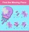 Find Missing Part kids puzzle game with jellyfish