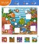 Find the missing pieces, jigsaw puzzle game. Cut and glue squares. Fish and coral reef