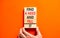 Find a need and fill it symbol. Concept words Find a need and fill it on wooden blocks on a beautiful orange background.