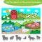 Find the objects by shadow, game for children farm with animals cartoon style, education game for kids, preschool worksheet