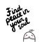 Find peace in your soul hand drawn illustration with cute marshmallow