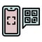 Find phone qr code icon outline vector. Scanner screen