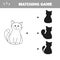Find the right shadow image. Educational games for kids. Cartoon cat