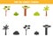 Find shadows of cute African trees and bushes. Educational logical game for kids