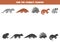 Find shadows of cute Asian animals. Educational logical game for kids.