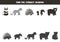 Find shadows of cute Asian animals. Educational logical game for kids.