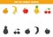Find shadows of cute kawaii fruits. Educational logical game for kids