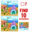 Find ten differences kids game with seashell house