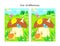 Find ten differences picture puzzle with big yummy mushroom and mom and kids snails