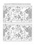 Find ten differences picture puzzle and coloring page, sea life, black and white