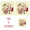 Find ten differences. Set of hand drawn traditional Slavic, Ukrainian musical instruments in circle. Reed pipe, kobza, buhay,