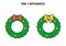 Find three differences between two cartoon wreaths.