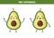 Find three differences between two cute avocados.
