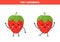 Find three differences between two cute strawberries.