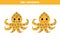 Find three differences between two pictures of cute blue ringed octopus. Game for kids
