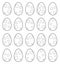 Find the twin eggs, game, puzzle, black and white, isolated.