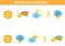 Find two identical weather objects. Educational game for preschool children.