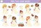 Find two same brides. Marriage ceremony matching activity for children. Wedding educational quiz worksheet for kids for attention