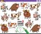 Find two same cartoon cattle farm animals educational game