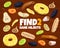 Find two same dried fruits kids game worksheet