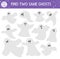 Find two same ghosts. Halloween matching activity for children. Funny educational autumn logical quiz worksheet for kids. Simple