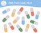 Find two same pills. Medical or healthcare themed matching activity for preschool children with cute medicine. Funny health check