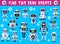 Find two same robots droids, kids game or puzzle