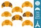 Find two same rolls. French traditional pastry matching activity for children. France educational quiz worksheet for kids for