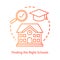 Finding good college concept icon. Choosing educational institutions location idea thin line illustration. School