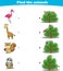 Finding Hiding Animals Child Exercise Sheet flamingo zebra squirrel owl