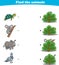 Finding Hiding Animals Child Exercise Sheet turtle koala rhino dove