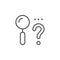 Finding solution line outline icon