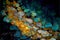 Fine Art Pointillism Sea Glass Stones Golden Streams of Beautiful Abstract Fluid Art alcohol Ink Spill Background AI Generative